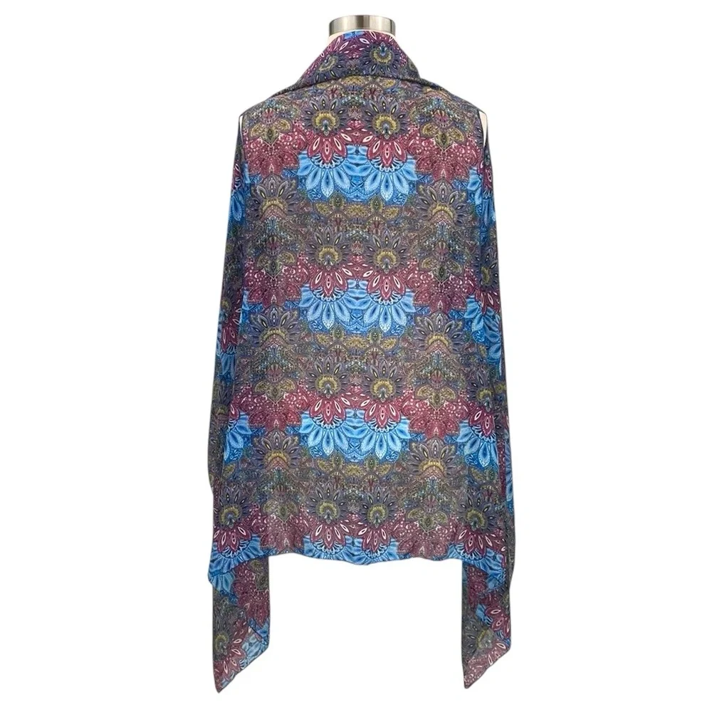 Accents by Lavello Multicolor Boho Paisley Sheer Open Front Convertible Vest - Picture 7 of 16